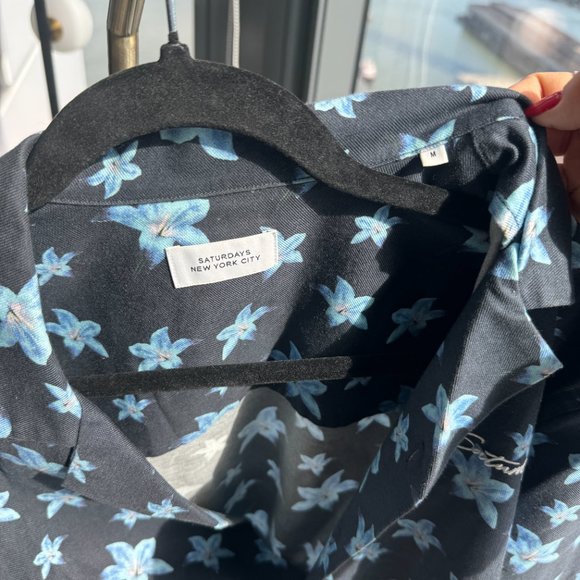 Saturdays NYC York Camp Collar SS Shirt in Blue - Picture 5 of 5